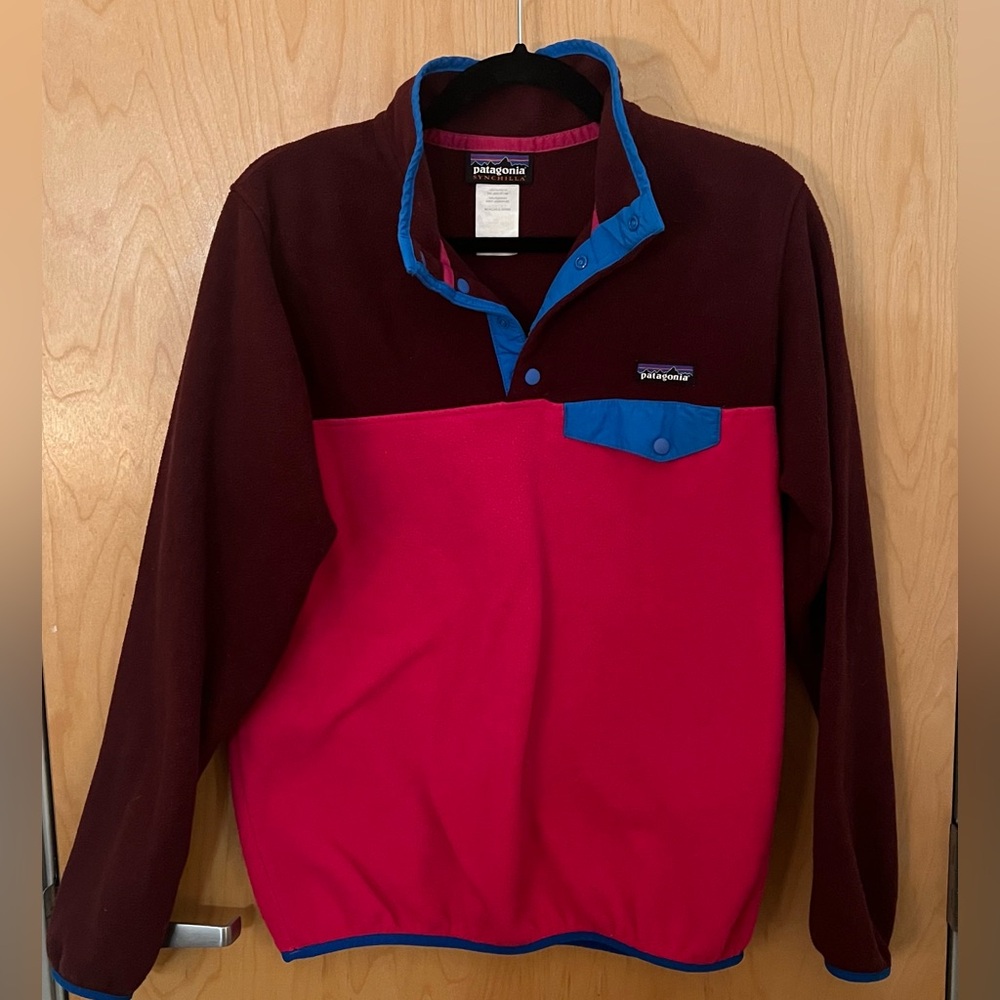 Patagonia Synchilla Pink Pullover Fleece Jacket Women’s Medium Snap Collar
